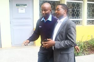 Former Murang'a Governor Mwangi Wa Iria at the Milimani Law Courts on Tuesday.