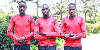 Kenya’s school team runners Kelvin Kiprop, Victor Kiptum, and Nelson Simiren
